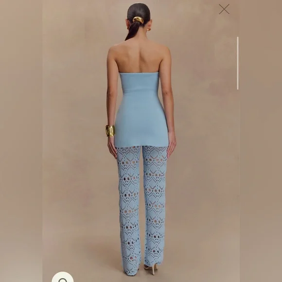 Meshki Crochet Knit Pants and Top Set - Sky Blue - Picture 2 of 4